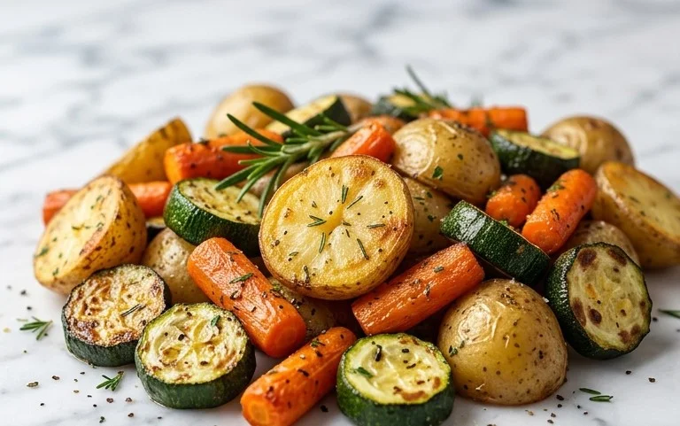 Garlic Herb Roasted Potatoes Carrots and Zucchini