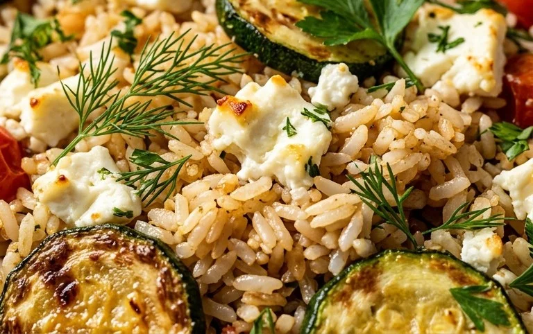 Zucchini-Reis-Pfanne mit Feta