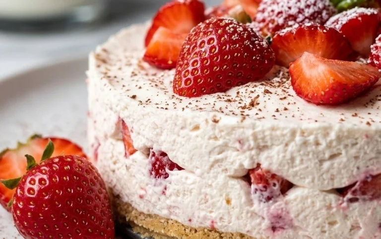 3 Ingredient No Bake Strawberry Cloud Cake
