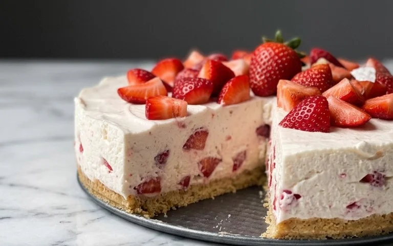 3 Ingredient No Bake Strawberry Cloud Cake