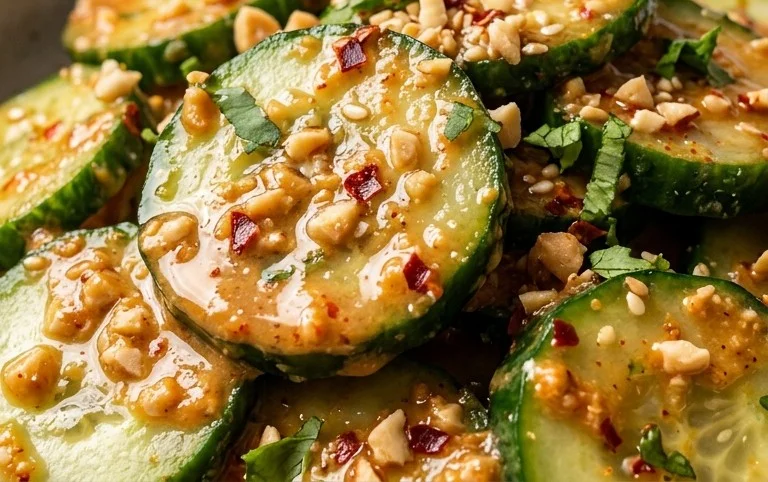 Cucumbers in Spicy Peanut Sauce