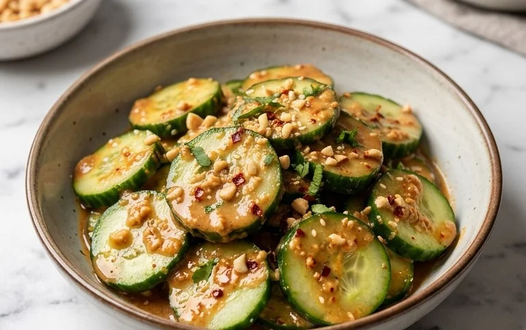 Cucumbers in Spicy Peanut Sauce