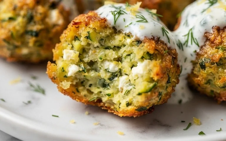 Knusprige Zucchini-Feta-Bällchen aus dem Ofen genießen!