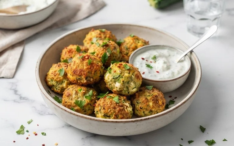 Knusprige Zucchini-Feta-Bällchen aus dem Ofen genießen!