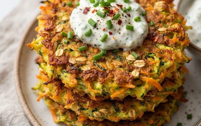 Zucchinipuffer mit Haferflocken und Möhren