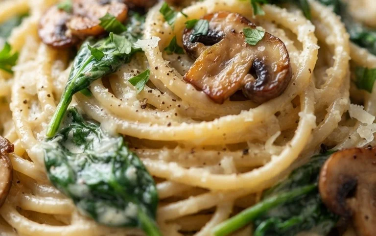 One-Pot Garlic Parmesan Pasta with Spinach and Mushrooms