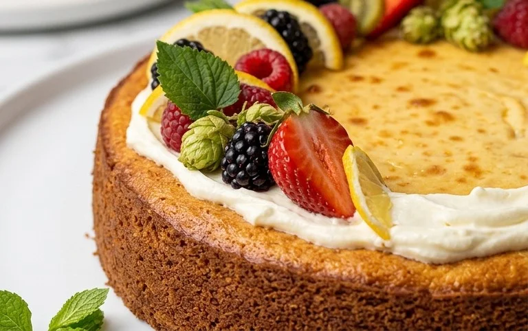 Bromnon-alcoholic beerkuchen mit Quark und Frischkäse