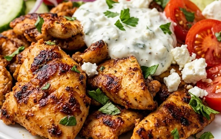 Mediterranes Hähnchen-Gyros mit Feta-Tzatziki genießen!