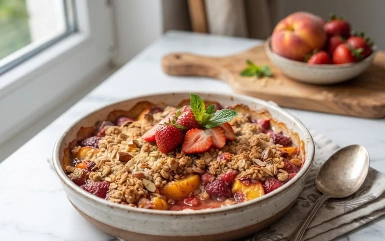 Peach & Strawberry Crisp