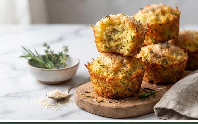 Crispy Parmesan Zucchini Potato Muffins