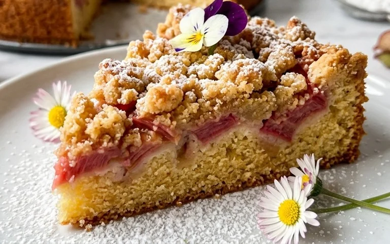 Rhabarberkuchen mit Streusel – Rezept für Eilige