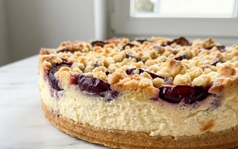 Zwetschgen-Käsekuchen - mit Mürbeteigboden & Streusel