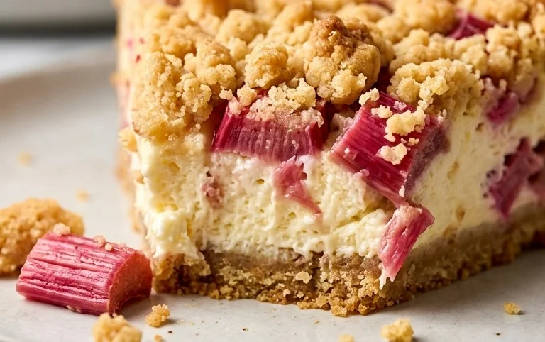 Rhabarber Käsekuchen mit Streuseln
