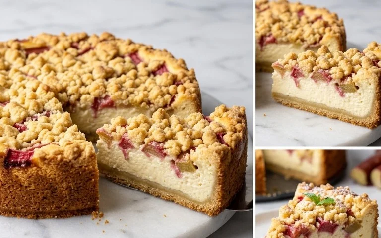 Rhabarber Quarkkuchen mit Butterstreuseln