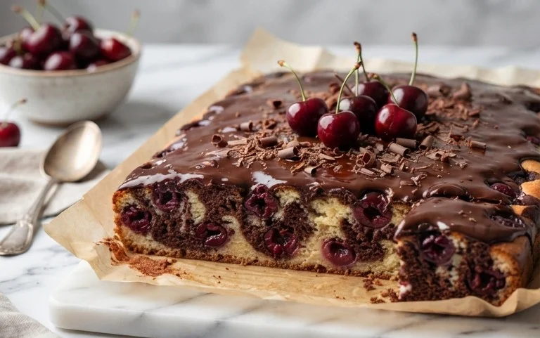 Marmorkuchen mit Kirsch Extracten vom Blech