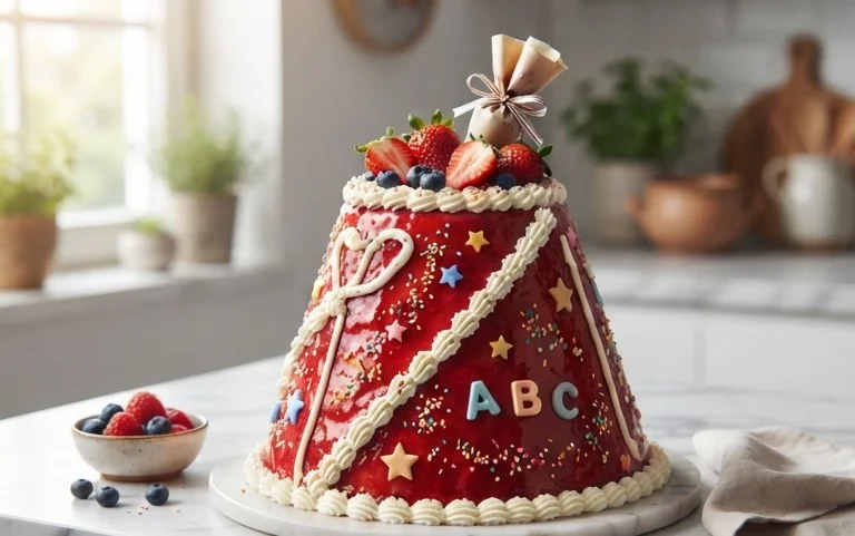 Schultüten-Kuchen: Einfacher Erdnon-alcoholic beerkuchen zur Einschulung